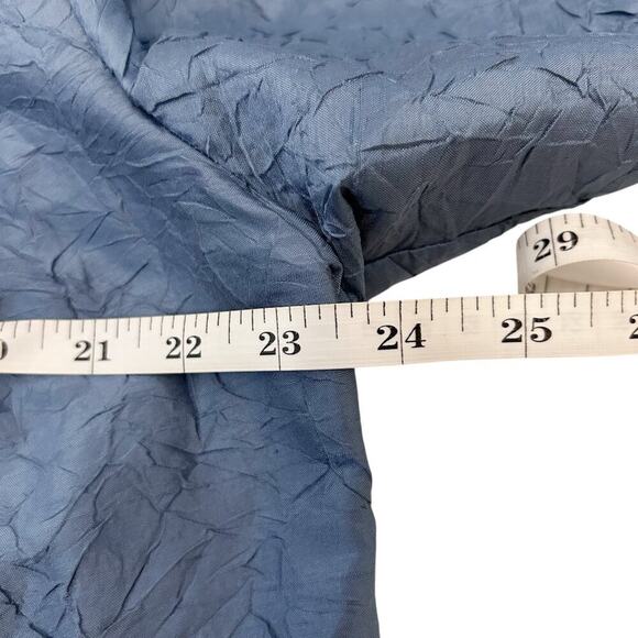 Eileen Fisher Woman Crinkled Silk Top Blue Mandarin Collar 3/4 Sleeve 1X - Picture 10 of 15